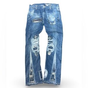 Custom Reconstructed Levi’s Engineered Flared Patchwork Jeans